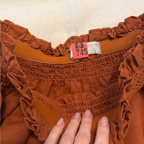 Caroline Constas Ruffle Short in Rust - Picture 3 of 4